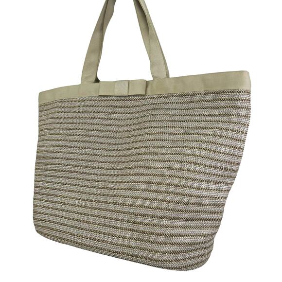 Eric Javits New York Bow Detail Oversized Lined Double Handle Tote Bag - Picture 4 of 7